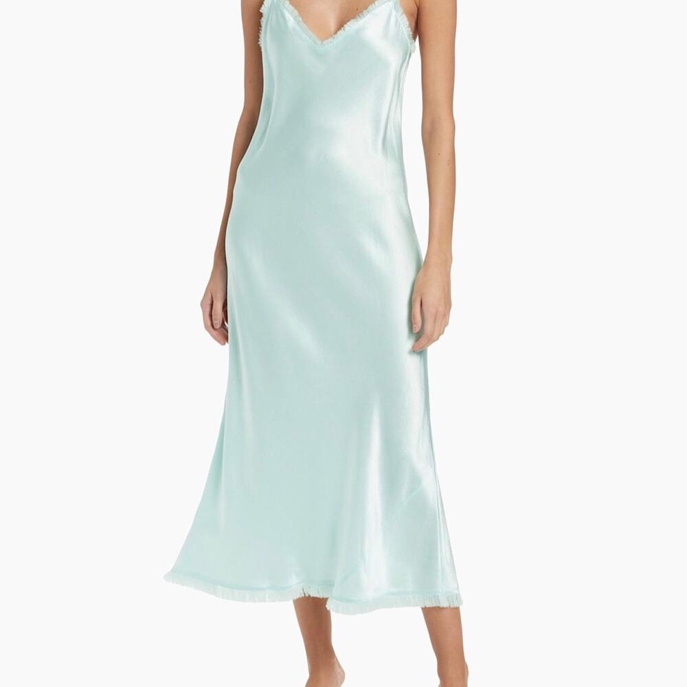 NWT Vince Satin Frayed-Edge Bias Camisole Dress Large - Picture 3 of 8